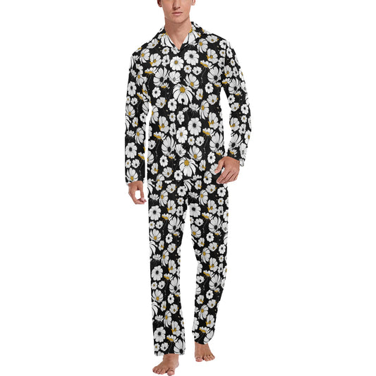 Daisy Pattern Print Design 02 Men's Long Pajama Set