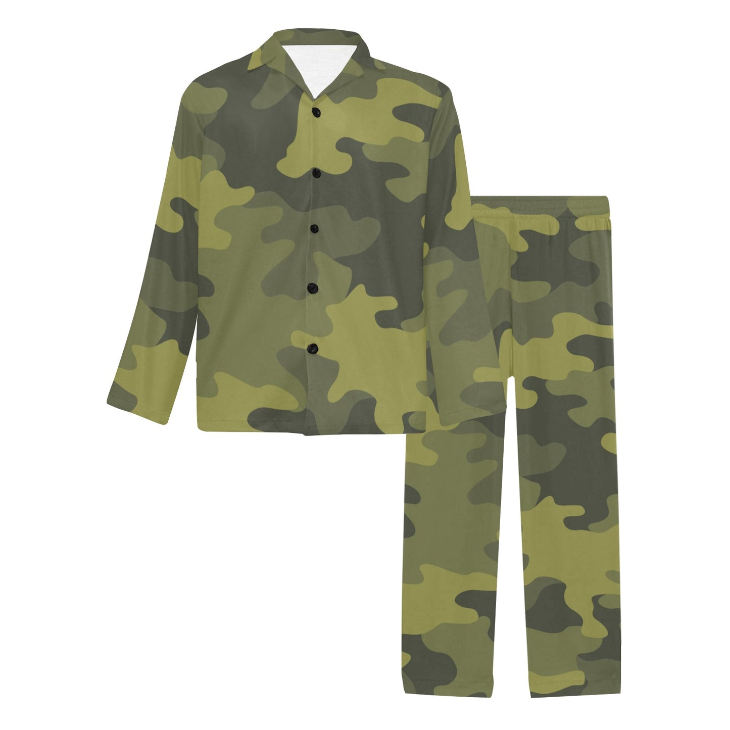 Military Camouflage Pattern Print Design 02 Men's Long Pajama Set