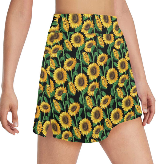 Sunflower Realistic Print Pattern 17" Golf & Pickleball Skort with Pockets