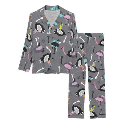 Ostrich Pattern Print Design 01 Women's Long Pajama Set