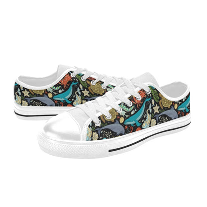 Underwater Animal Print Design LKS301 Women's White Low Top Shoes