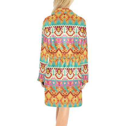 Aztec Pattern Print Design 03 Women's Fleece Robe