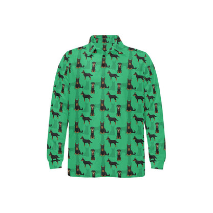 Beauceron Pattern Print Design 01 Long Sleeve Polo Shirt For Men's
