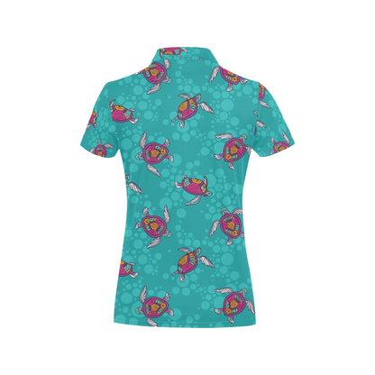 Sea Turtle Pattern Women's Polo Shirt