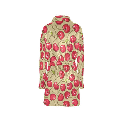 Cherry Pattern Print Design CH05 Women's Fleece Robe