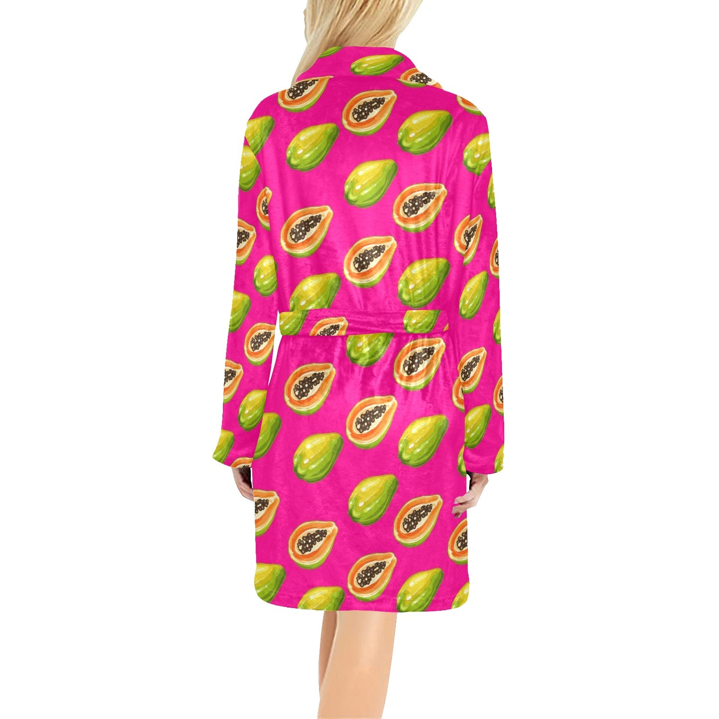 Papaya Pattern Print Design PP02 Women's Fleece Robe