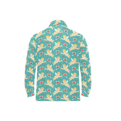 Cupid Pattern Print Design 01 Long Sleeve Polo Shirt For Men's