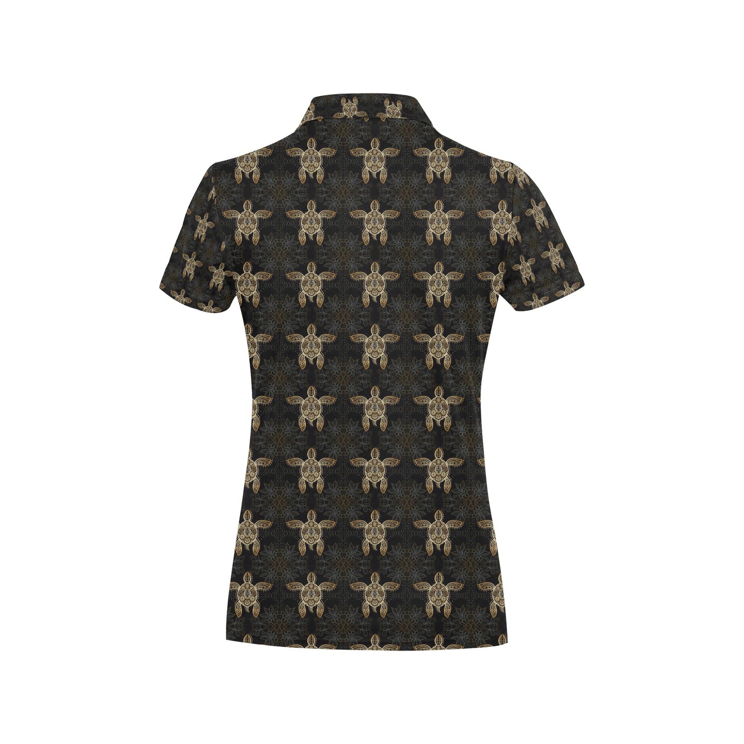 Gold Tribal Turtle Polynesian Design Women's Polo Shirt
