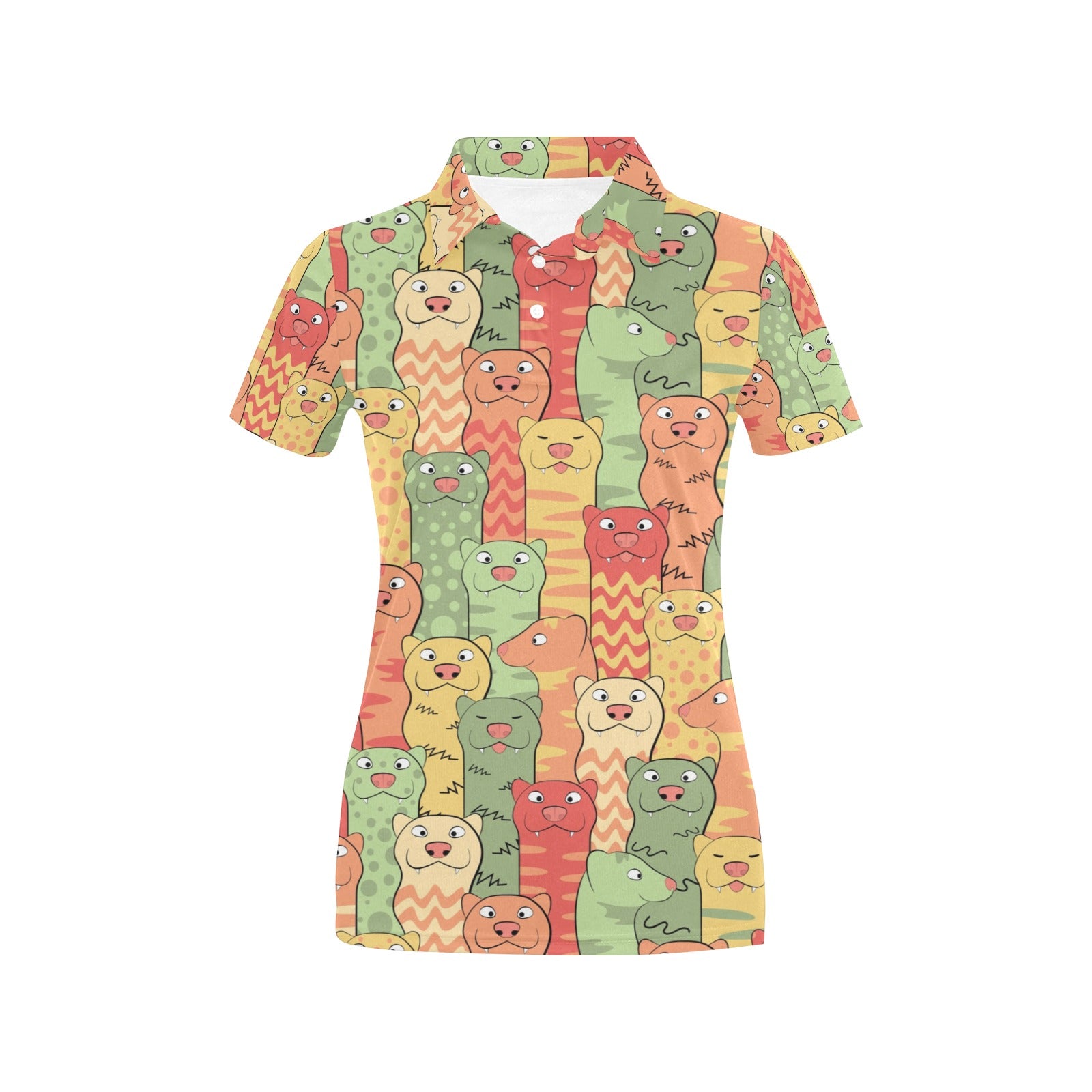 Ferret Pattern Print Design 01 Women's Polo Shirt