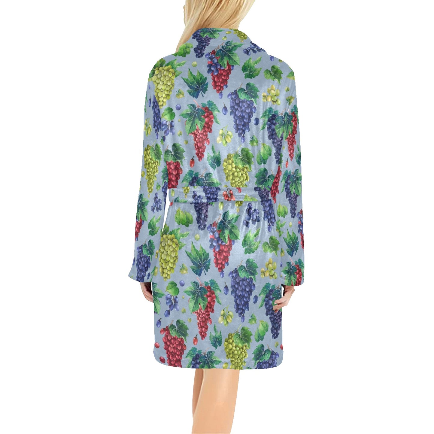 Grape Pattern Print Design GP06 Women's Fleece Robe