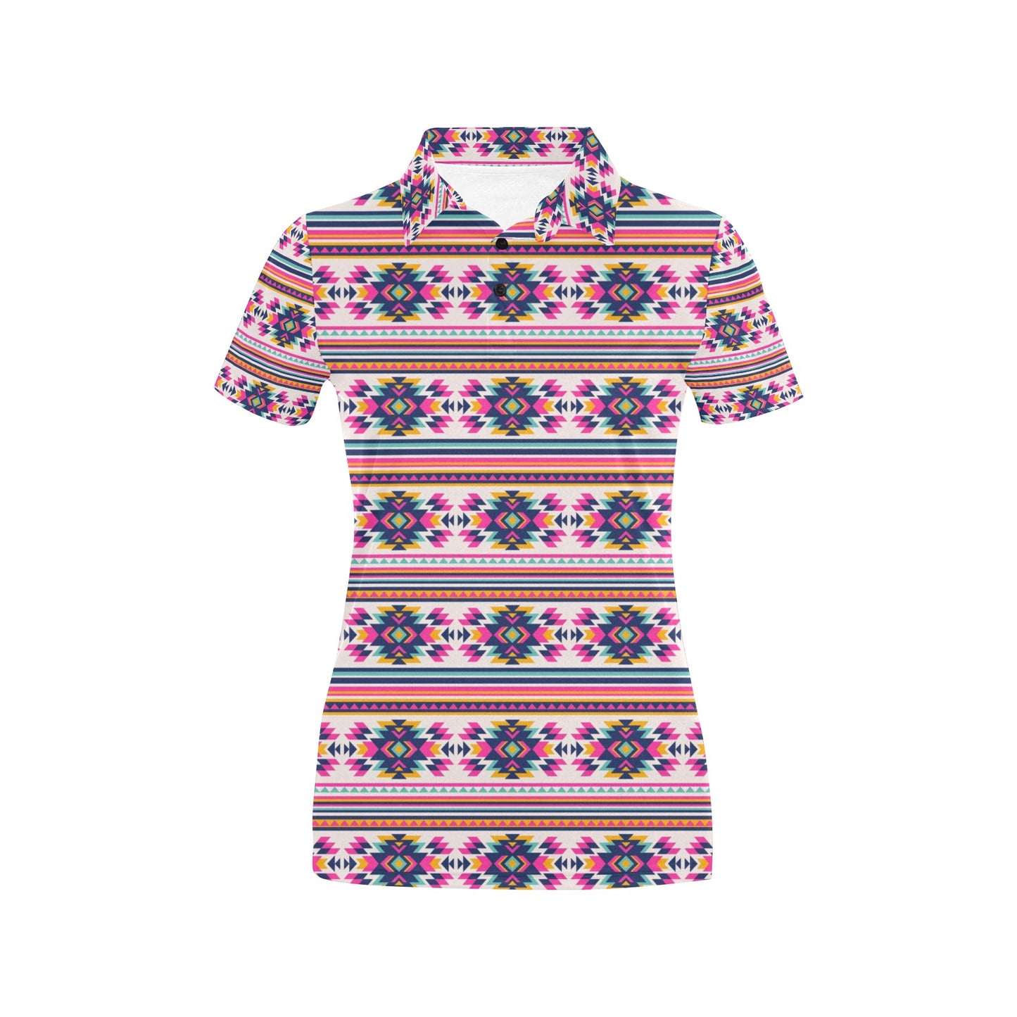 Indian Navajo Neon Themed Design Print Women's Polo Shirt