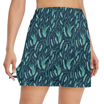 Seaweed Print Design LKS302 17" Golf & Pickleball Skort with Pockets