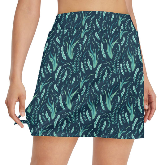 Seaweed Print Design LKS302 17" Golf & Pickleball Skort with Pockets