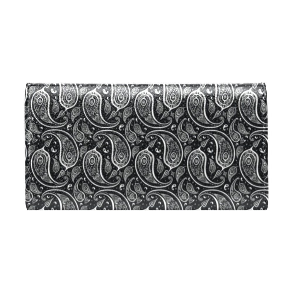 Paisley Black Design Print Women's Trifold Wallet