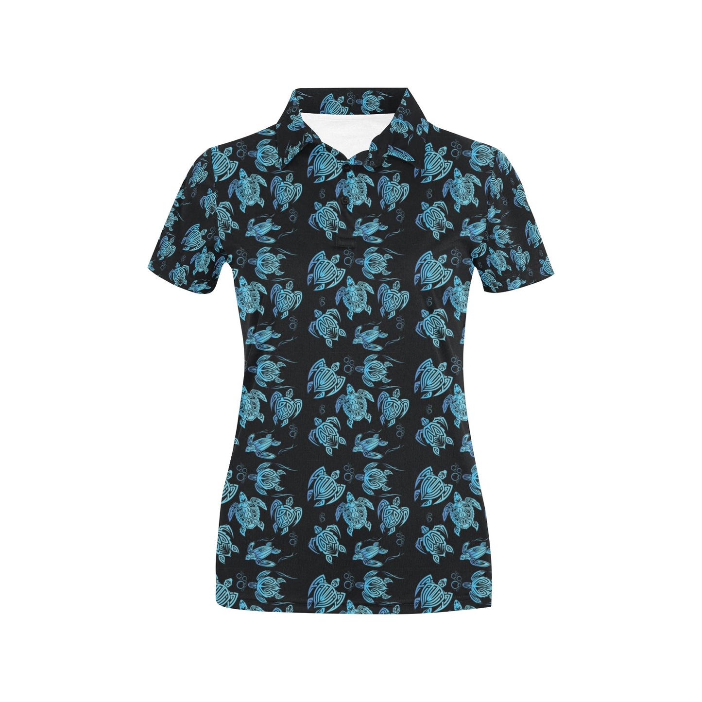 Tribal Turtle Polynesian Themed Design Women's Polo Shirt
