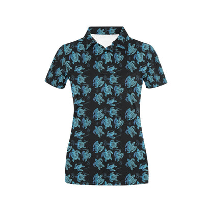 Tribal Turtle Polynesian Themed Design Women's Polo Shirt