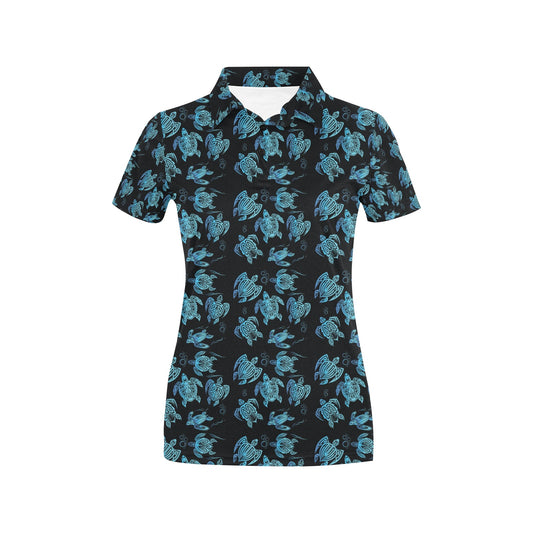 Tribal Turtle Polynesian Themed Design Women's Polo Shirt
