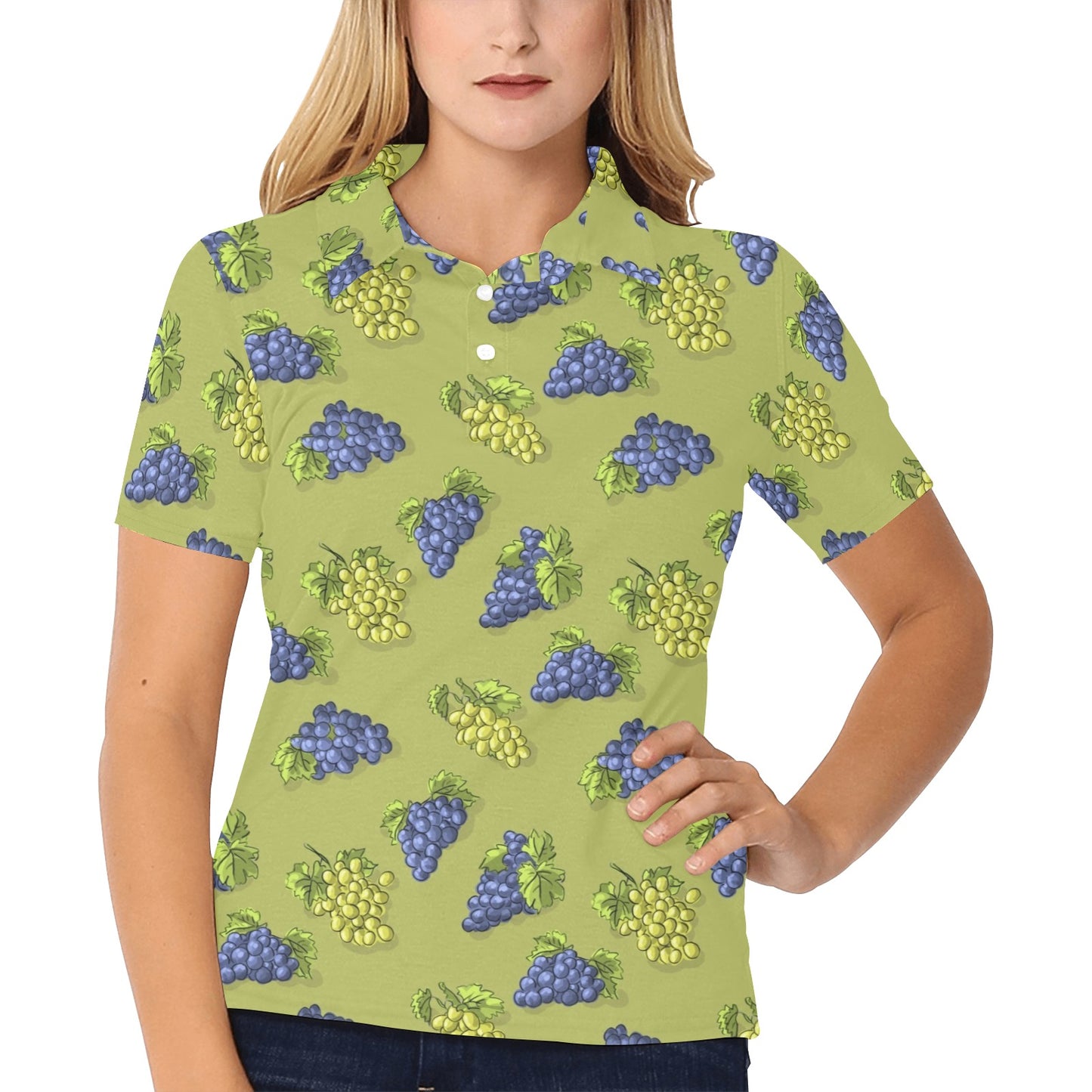 Grape Pattern Print Design GP08 Women's Polo Shirt