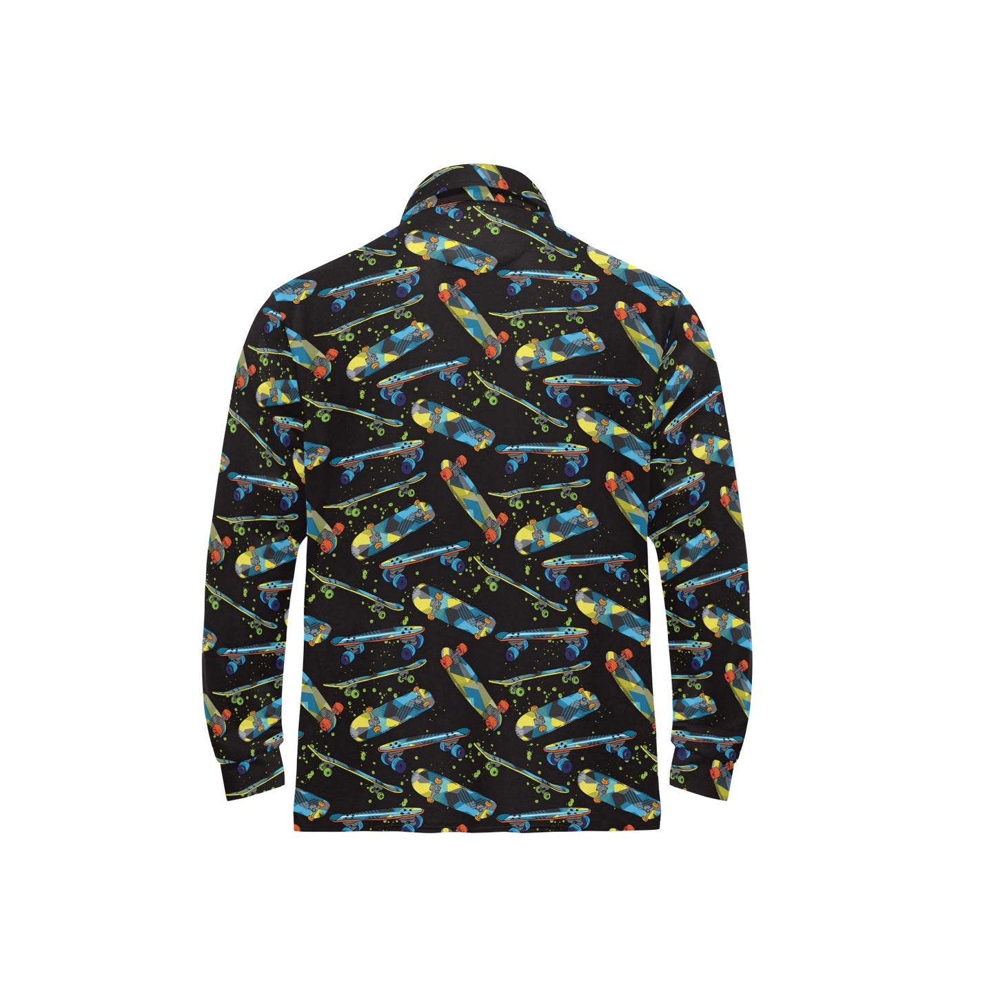 Skateboard Print Design LKS305 Long Sleeve Polo Shirt For Men's