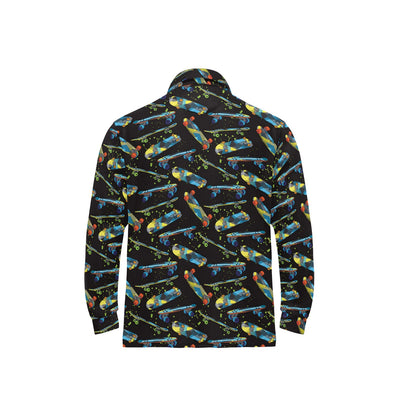 Skateboard Print Design LKS305 Long Sleeve Polo Shirt For Men's