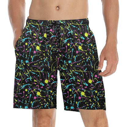 Splatter Multicolor Print Design LKS302 Men's Swim Trunks Beach Shorts