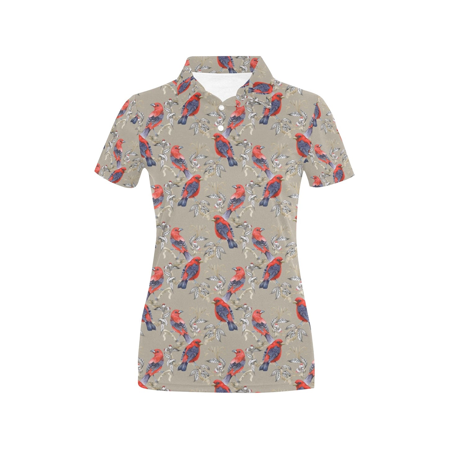 Birds Pattern Print Design 05 Women's Polo Shirt