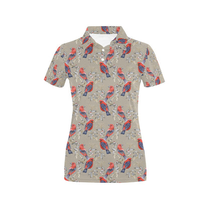 Birds Pattern Print Design 05 Women's Polo Shirt