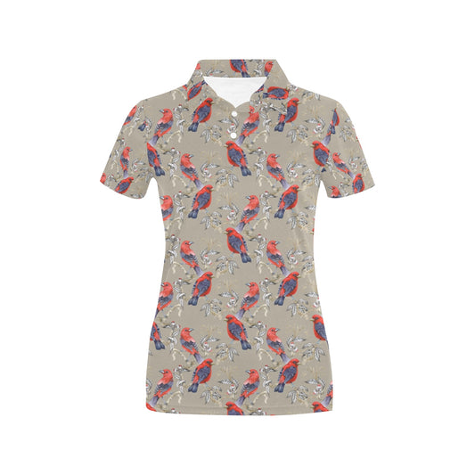 Birds Pattern Print Design 05 Women's Polo Shirt