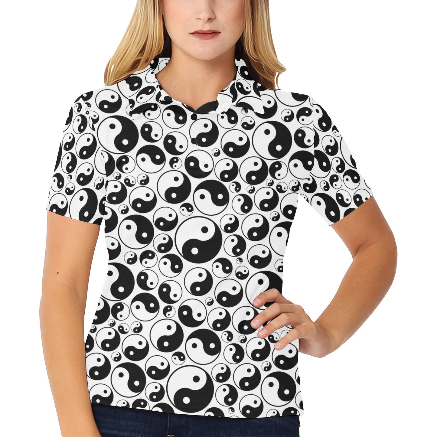 Yin Yang Print Design LKS302 Women's Polo Shirt