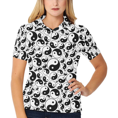 Yin Yang Print Design LKS302 Women's Polo Shirt