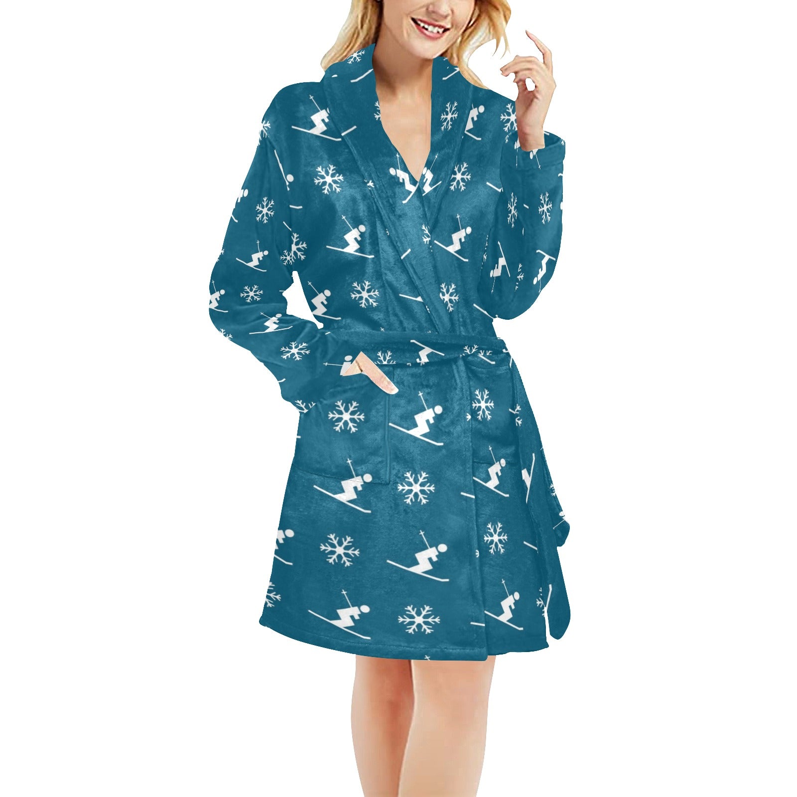 Ski Print Design LKS301 Women's Fleece Robe