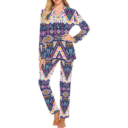 Pink Tribal Aztec native american Women's Long Pajama Set