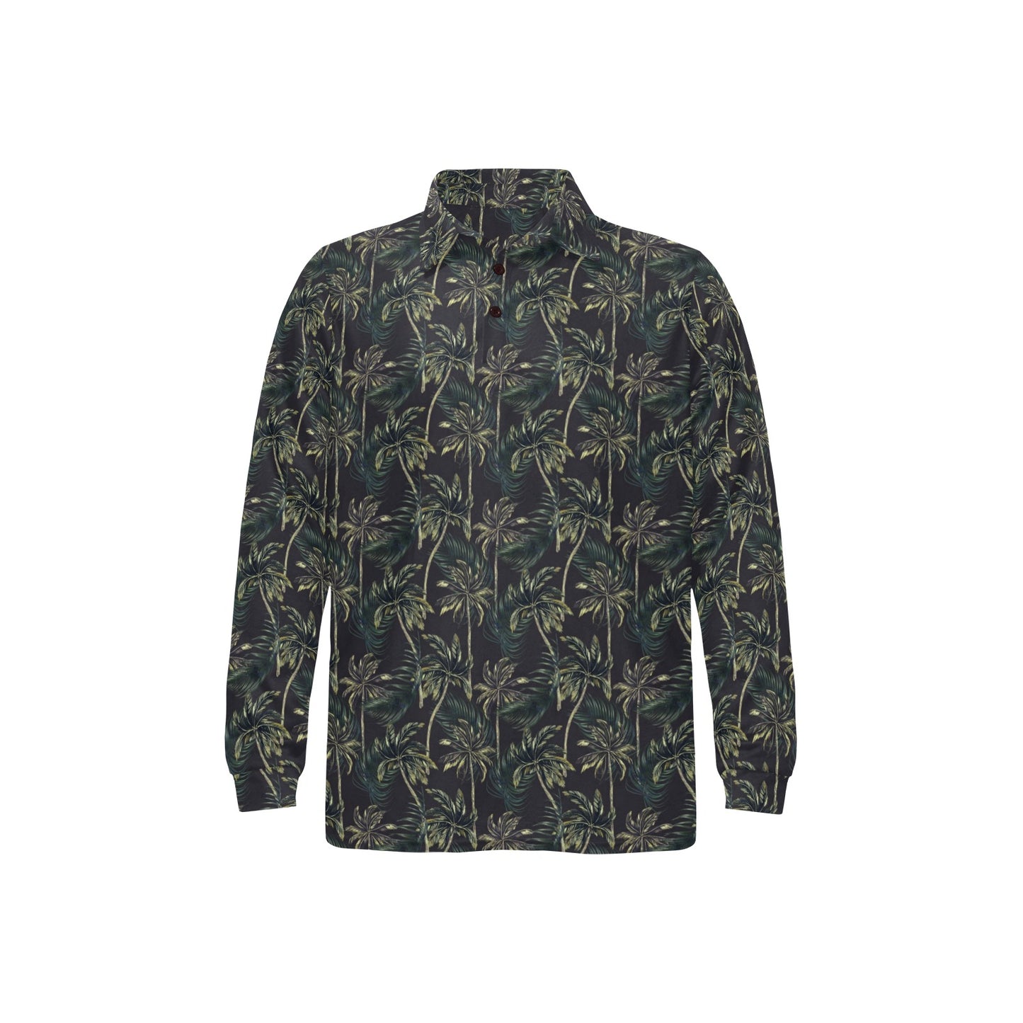Palm Tree Background Design Print Long Sleeve Polo Shirt For Men's