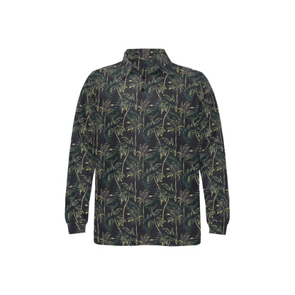 Palm Tree Background Design Print Long Sleeve Polo Shirt For Men's