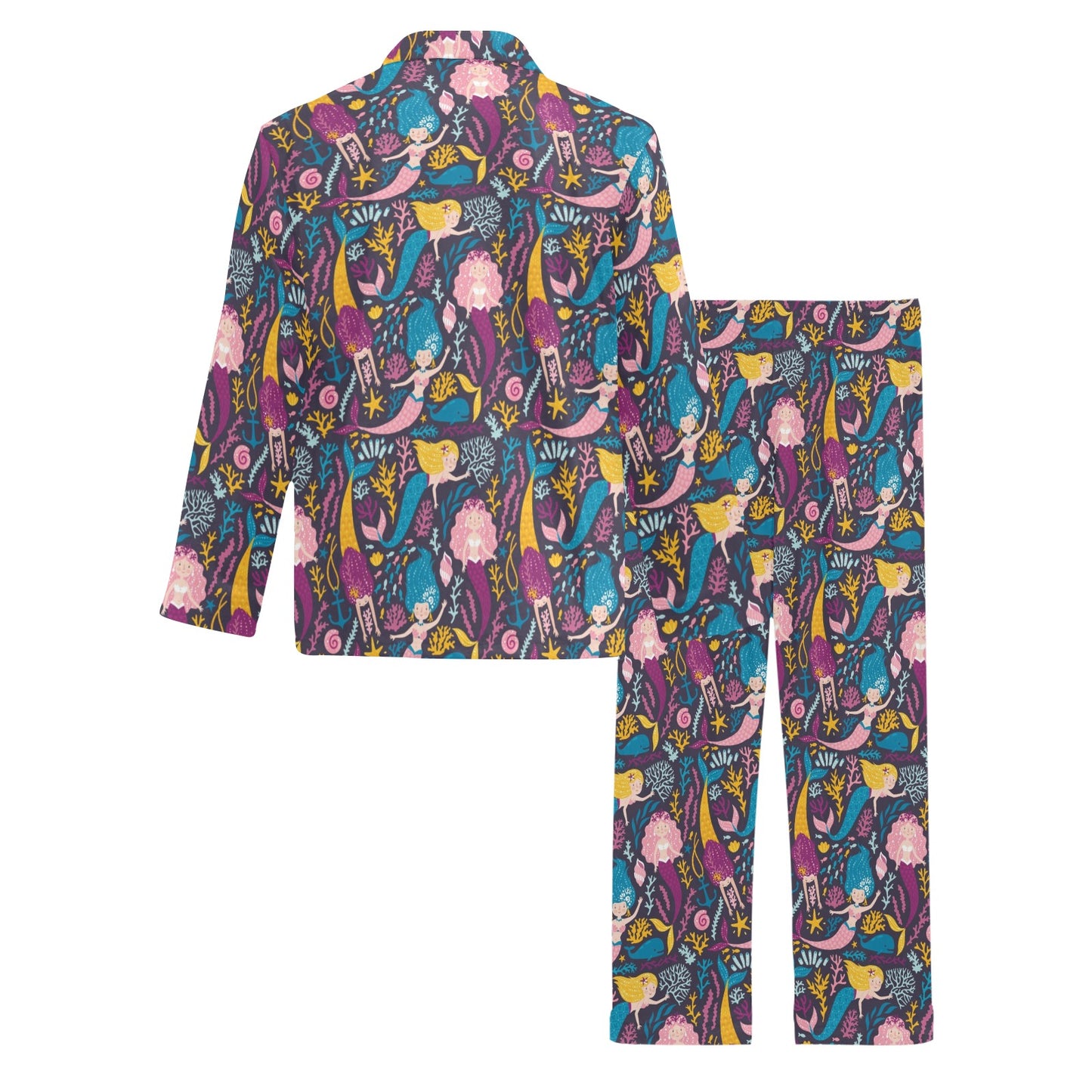 Mermaid Pattern Print Design 08 Men's Long Pajama Set