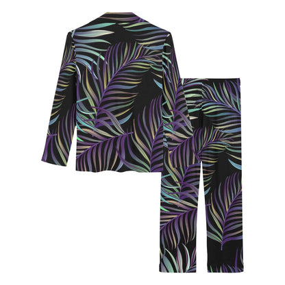 Tropical Palm Leaves Pattern Brightness Women's Long Pajama Set