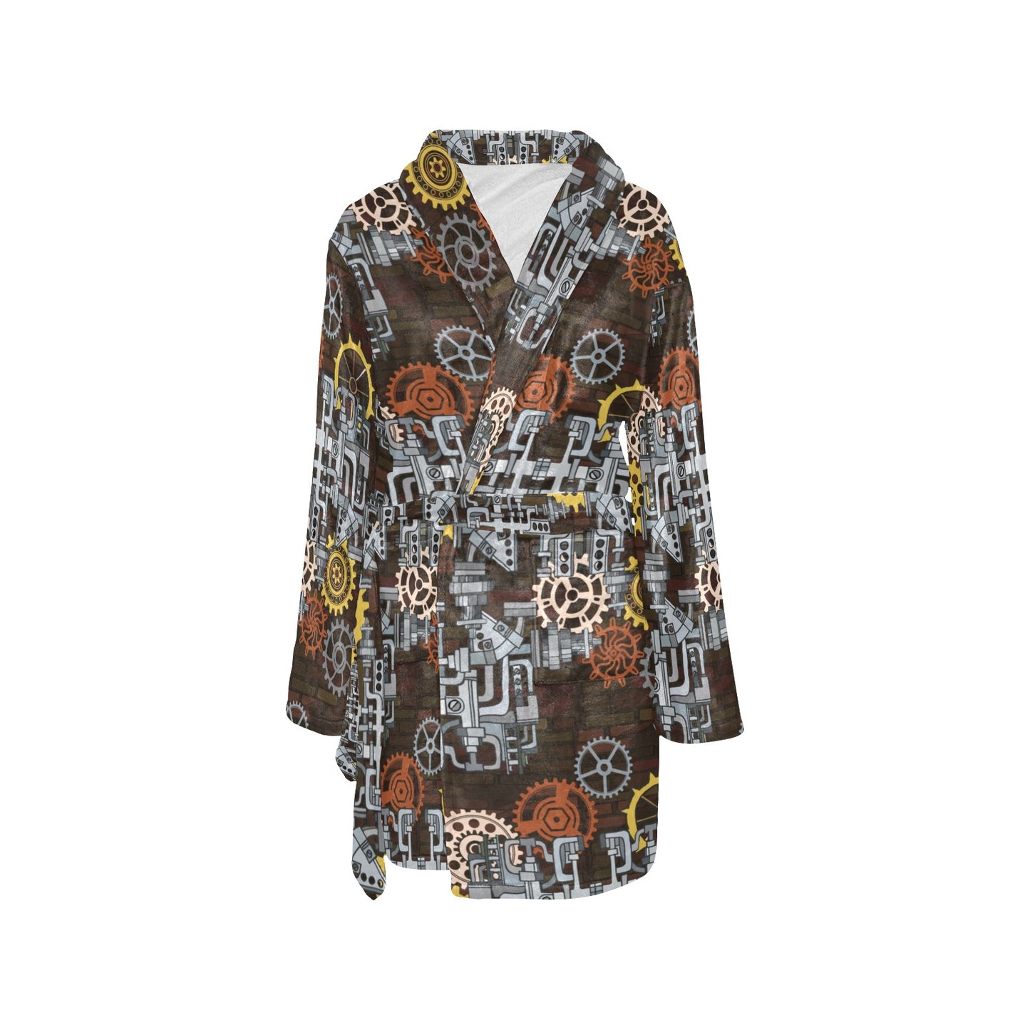 Mechanic Pattern Print Design 04 Women's Fleece Robe
