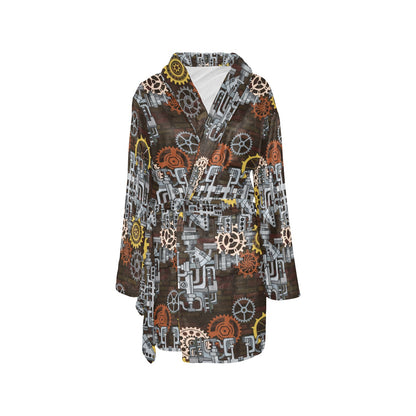 Mechanic Pattern Print Design 04 Women's Fleece Robe