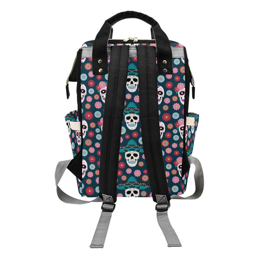 Sugar Skull Print Design LKS308 Diaper Bag Backpack