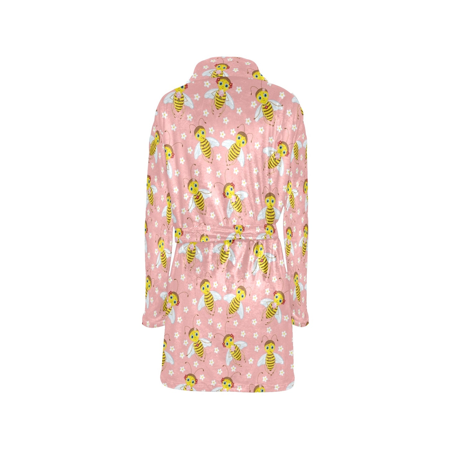 Bee Pattern Print Design BEE07 Women's Fleece Robe
