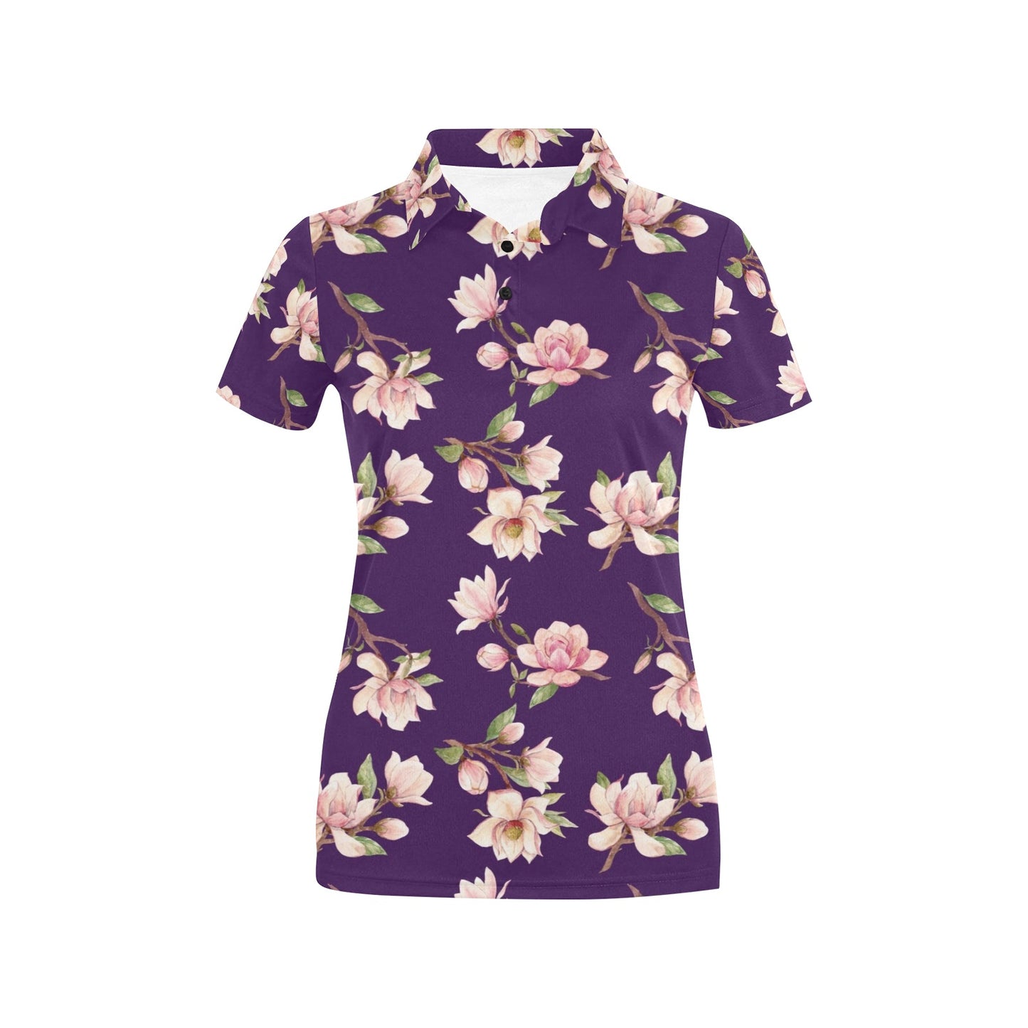 Magnolia Pattern Print Design MAG02 Women's Polo Shirt