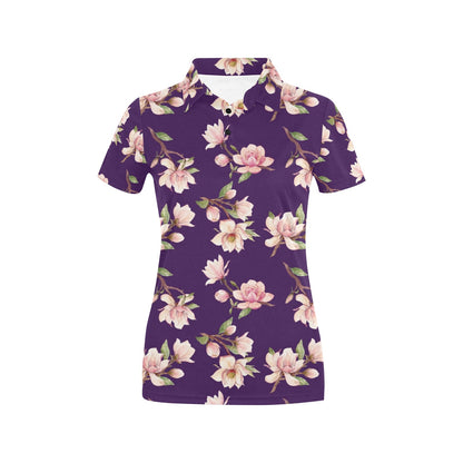 Magnolia Pattern Print Design MAG02 Women's Polo Shirt