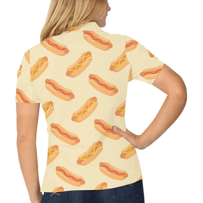 Hot Dog Pattern Print Design 05 Women's Polo Shirt