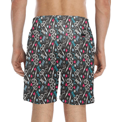 Sewing Equipment Print Design LKS305 Men's Swim Trunks Beach Shorts