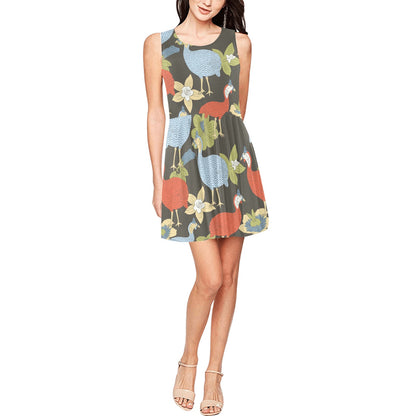 Guinea Fowl Pattern Print Design 02 Sleeveless Dress