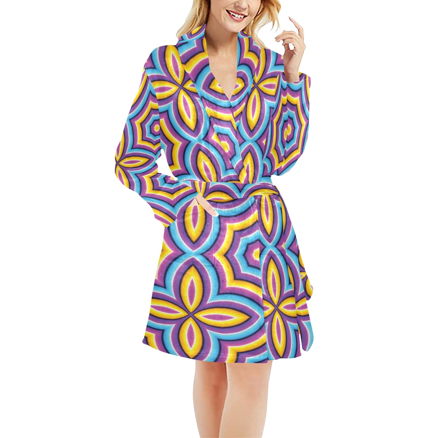 Optical illusion Pattern Print Design A03 Women's Fleece Robe