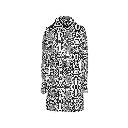 Yin Yang Spiral Design Print Women's Fleece Robe