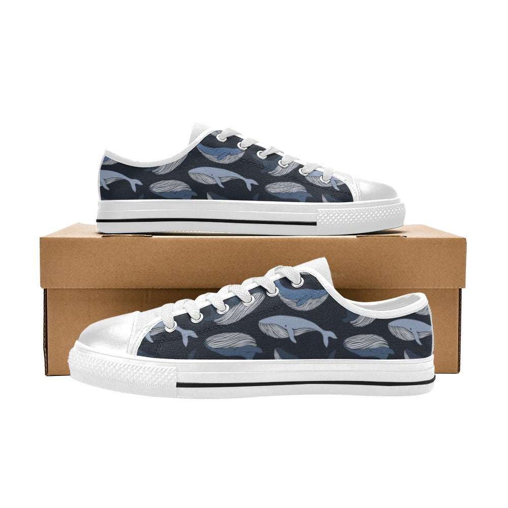 Whale Print Design LKS301 Women's White Low Top Shoes