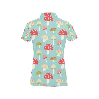 Mushroom Pattern Print Design A01 Women's Polo Shirt