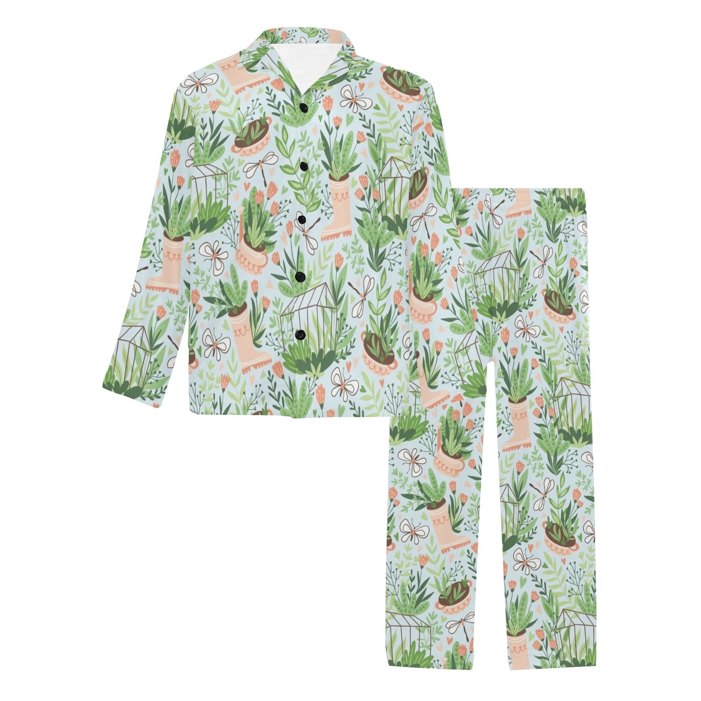 Gardening Pattern Print Design G04 Men's Long Pajama Set